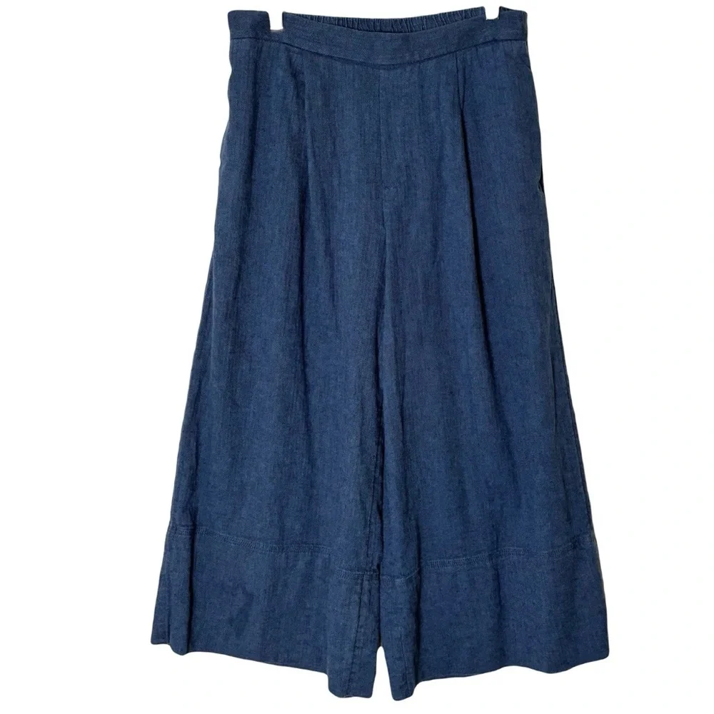Nwot Banana Republic Linen Pants M Blue Wide Leg